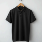 Black Polo 220 GSM Matty 100% Cotton T-Shirt